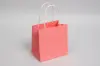 6W x 4D x 6H, Midtown Matte Colored Upscale Turn Top J Handle Bags, Coral Chiffon