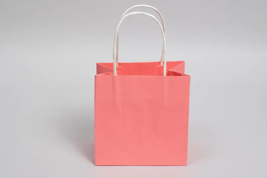 6W x 4D x 6H, Midtown Matte Colored Upscale Turn Top J Handle Bags, Coral Chiffon