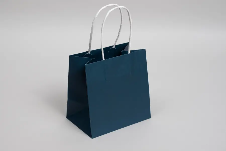 6W x 4D x 6H, Midtown Matte Colored Upscale Turn Top J Handle Bags, Nautical Blue