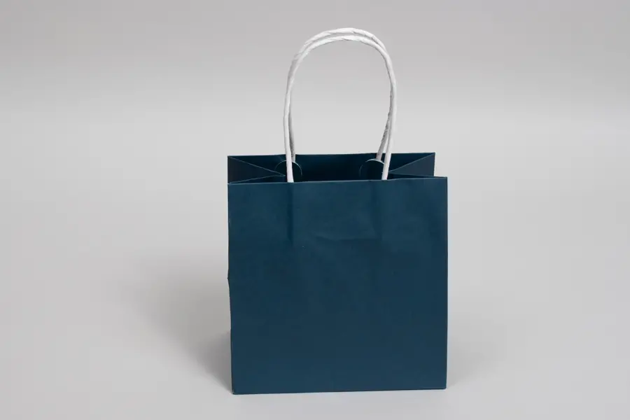 6W x 4D x 6H, Midtown Matte Colored Upscale Turn Top J Handle Bags, Nautical Blue