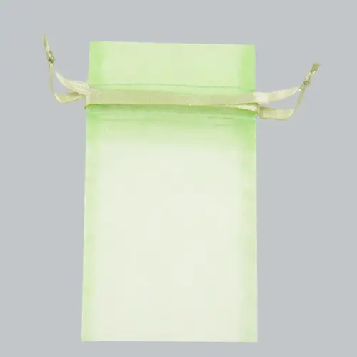 6W x 10H, Sheer Organza Satin Cord Gift and Wine Pouches, Mint