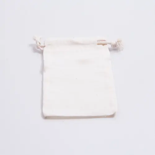 4W x 6H, Natural Cotton Drawstring Pouches, Off-White