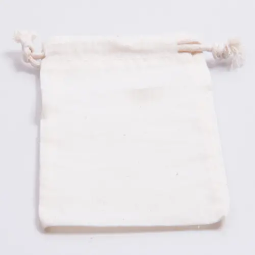 12W x 16H, Natural Cotton Drawstring Pouches, Off-White