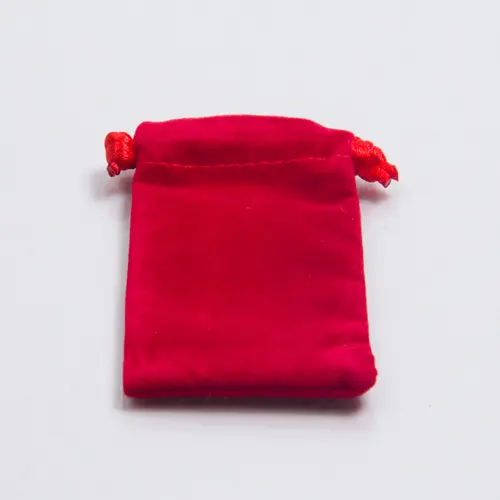 3W x 4H, Velour Drawstring Pouches, Red
