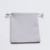 3W x 4H, Velour Drawstring Pouches, Silver