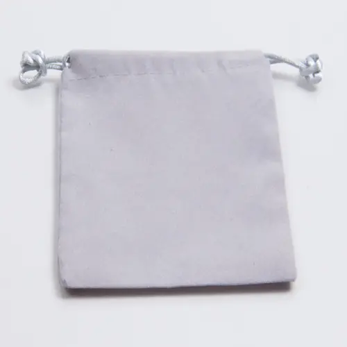 4W x 5-1/2H, Velour Drawstring Pouches, Silver
