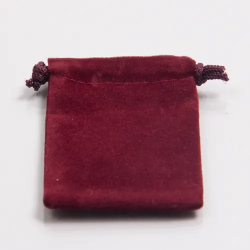4W x 5-1/2H, Velour Drawstring Pouches, Burgundy