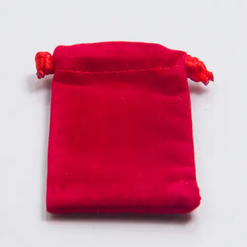 5W x 7H, Velour Drawstring Pouches, Red