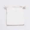 5W x 7H, Natural Cotton Drawstring Pouches, Off-White