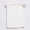 8W x 10H, Natural Cotton Drawstring Pouches, Off-White