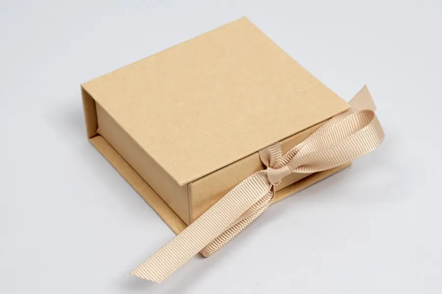 2-3/4L x 2-3/4W x 1H, Deluxe Ribbon Jewelry Boxes, Kraft