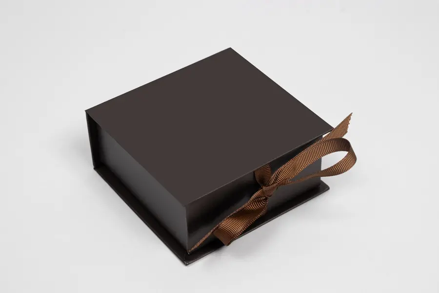 3-1/2L x 3-1/2W x 1-1/2H, Deluxe Ribbon Jewelry Boxes, Matte Chocolate Brown