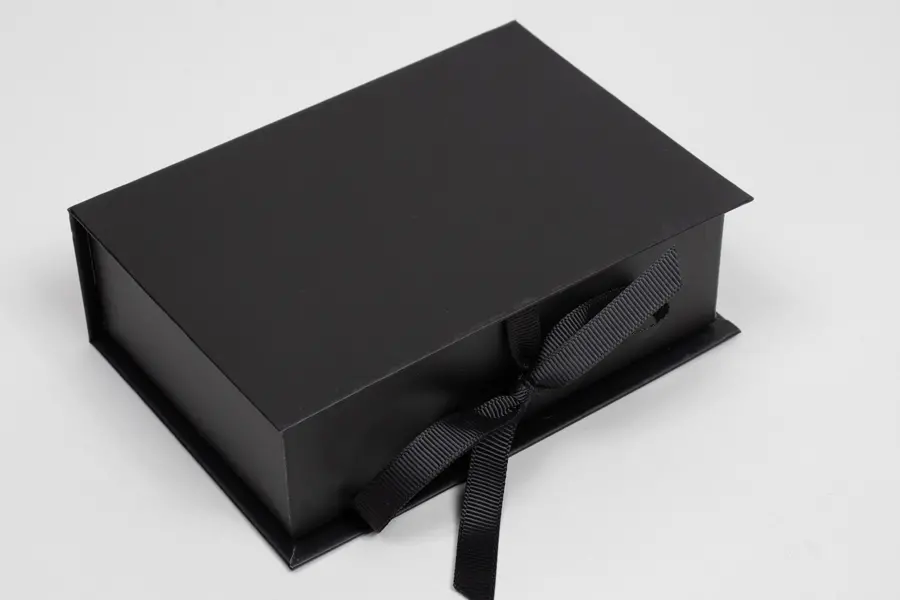5L x 3-1/2W x 1-1/2H, Deluxe Ribbon Jewelry Boxes, Matte Black
