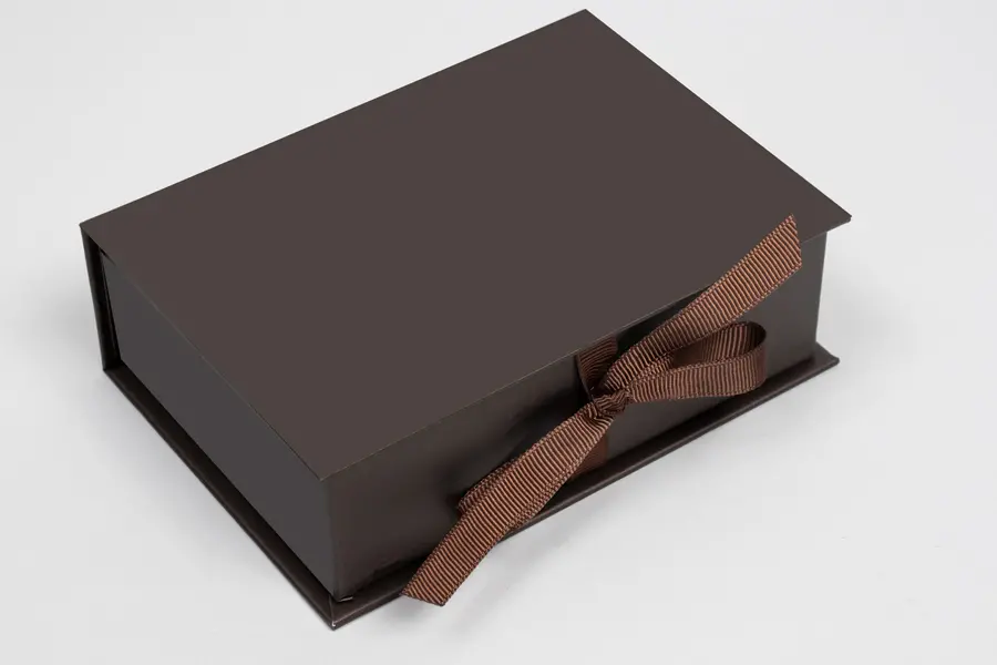 5L x 3-1/2W x 1-1/2H, Deluxe Ribbon Jewelry Boxes, Matte Chocolate Brown