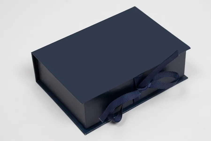 5L x 3-1/2W x 1-1/2H, Deluxe Ribbon Jewelry Boxes, Matte Navy