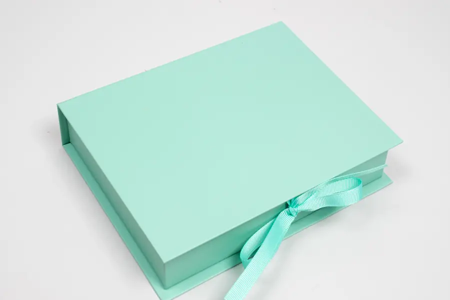 5L x 3-1/2W x 1-1/2H, Deluxe Ribbon Jewelry Boxes, Matte Turquoise