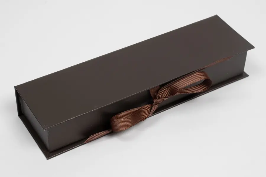 8L x 2W x 1-1/4H, Deluxe Ribbon Jewelry Boxes, Matte Chocolate Brown