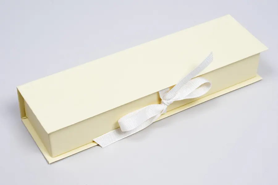 8L x 2W x 1-1/4H, Deluxe Ribbon Jewelry Boxes, Matte Creme