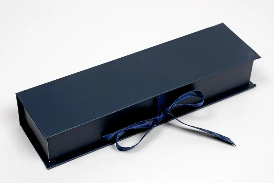 8L x 2W x 1-1/4H, Deluxe Ribbon Jewelry Boxes, Matte Navy