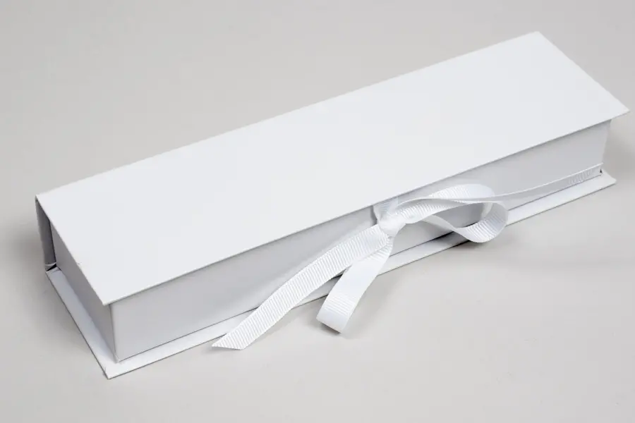 8L x 2W x 1-1/4H, Deluxe Ribbon Jewelry Boxes, Matte White