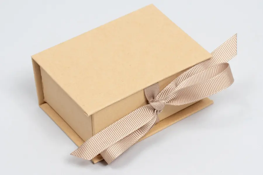 3L x 2-1/8W x 1-1/4H, Deluxe Ribbon Jewelry Boxes, Kraft