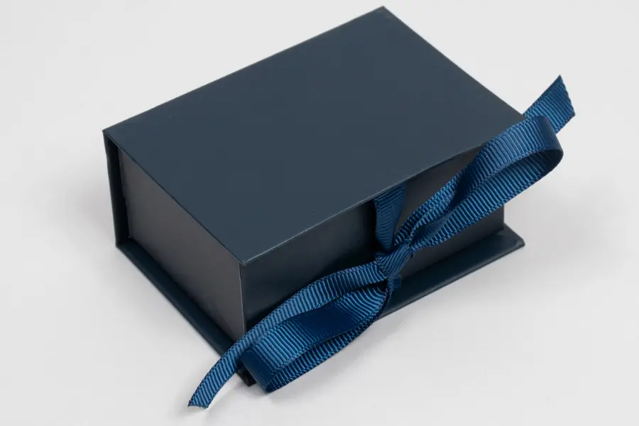3L x 2-1/8W x 1-1/4H, Deluxe Ribbon Jewelry Boxes, Matte Navy
