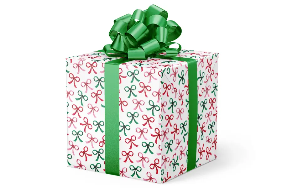 24W x 417 ft, Holiday Wrapping Paper, Bow Toss