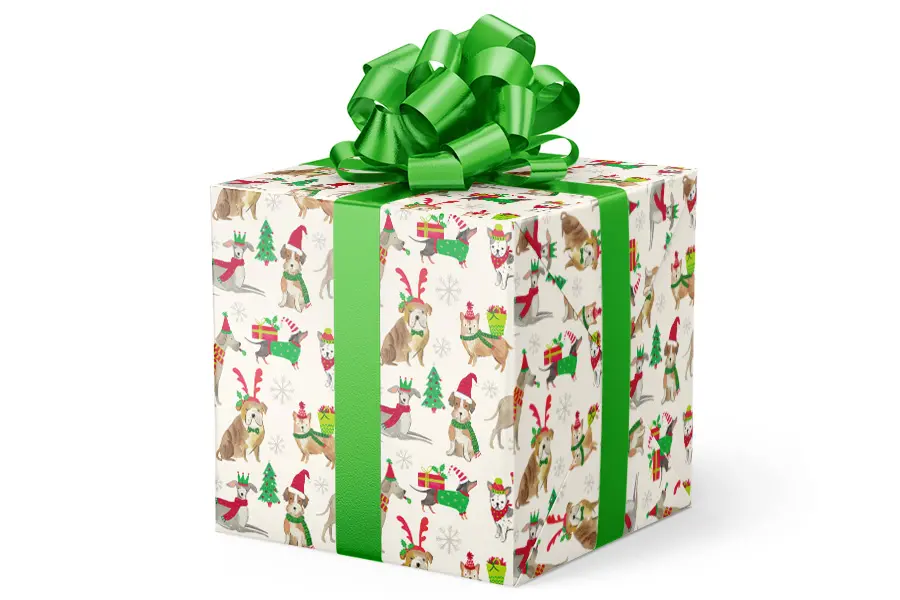 24W x 417 ft, Holiday Wrapping Paper, Holiday Dogs Embossed