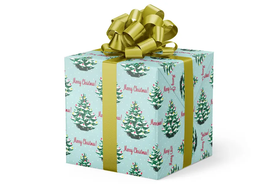 24W x 417 ft, Holiday Wrapping Paper, Nostalgic Tree Embossed