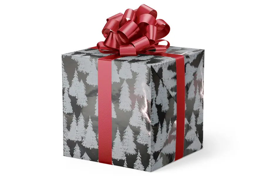 24W x 417 ft, Holiday Wrapping Paper, White Forest Metallized