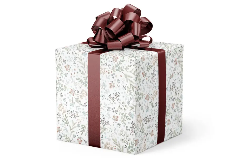24W x 417 ft, Holiday Wrapping Paper, Winter Garden Embossed