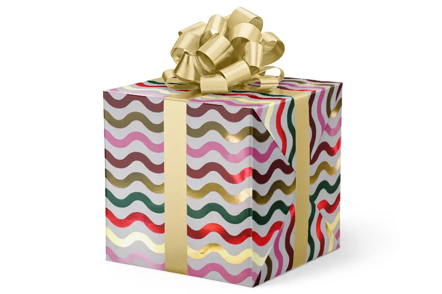 24W x 417 ft, Holiday Wrapping Paper, Christmas Waves Metallized