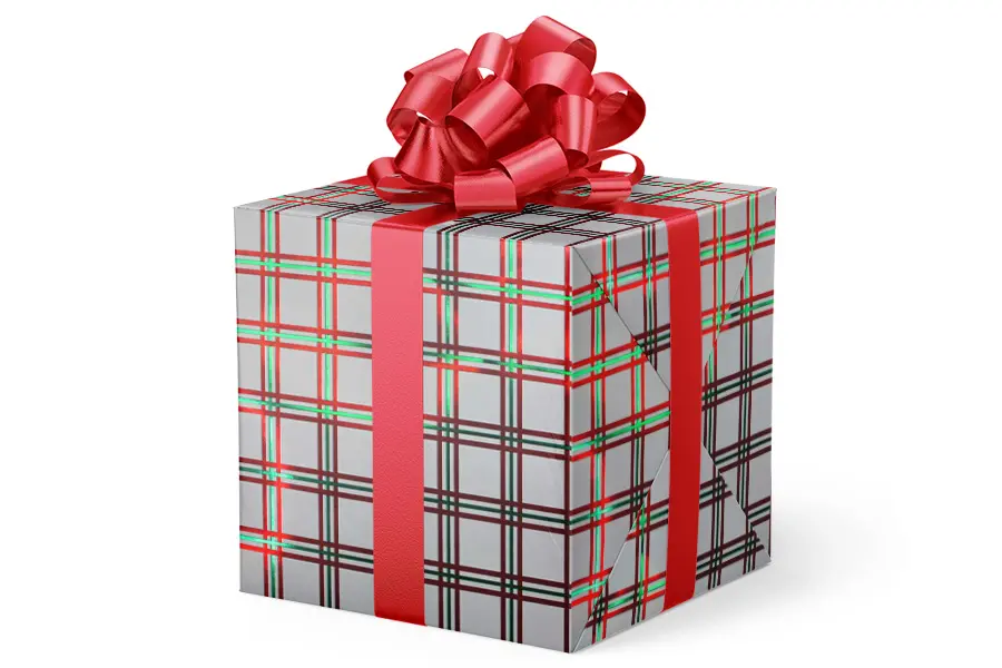 24W x 417 ft, Holiday Wrapping Paper, Red/Green Hunter Plaid Metallized