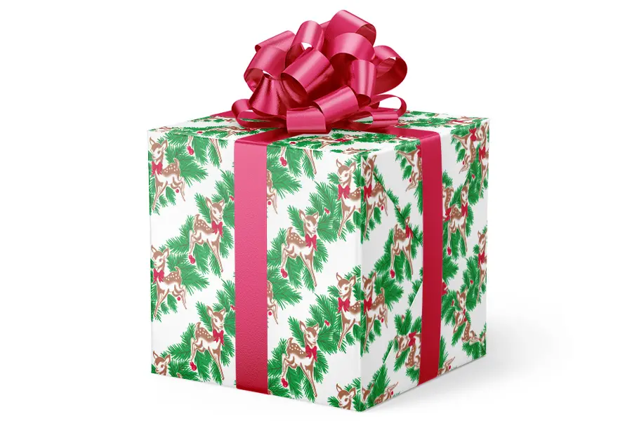 24W x 417 ft, Holiday Wrapping Paper, Vintage Reindeer