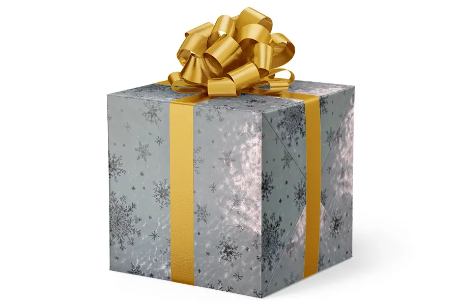 24W x 417 ft, Holiday Wrapping Paper, White Christmas Snowflake Metallized