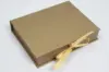 7L x 5-1/2W x 1-1/4H, Deluxe Ribbon Jewelry Boxes, Matte Gold