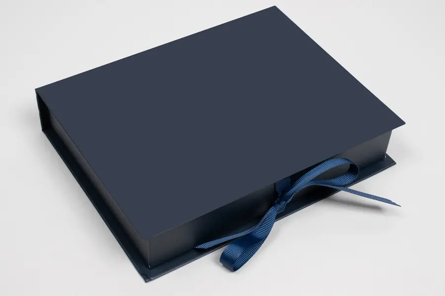 7L x 5-1/2W x 1-1/4H, Deluxe Ribbon Jewelry Boxes, Matte Navy