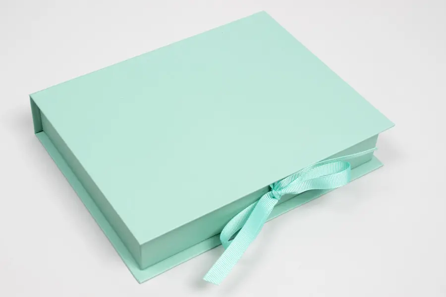 7L x 5-1/2W x 1-1/4H, Deluxe Ribbon Jewelry Boxes, Matte Turquoise