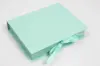 7L x 5-1/2W x 1-1/4H, Deluxe Ribbon Jewelry Boxes, Matte Turquoise