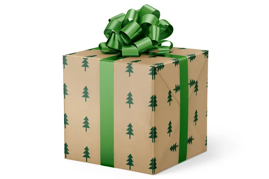 24W x 417 ft, Holiday Wrapping Paper, Green Mini Trees