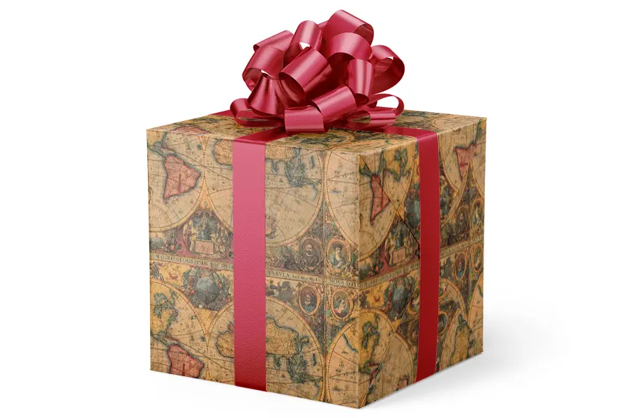 24W x 417 ft, Everyday Wrapping Paper, Antique Maps
