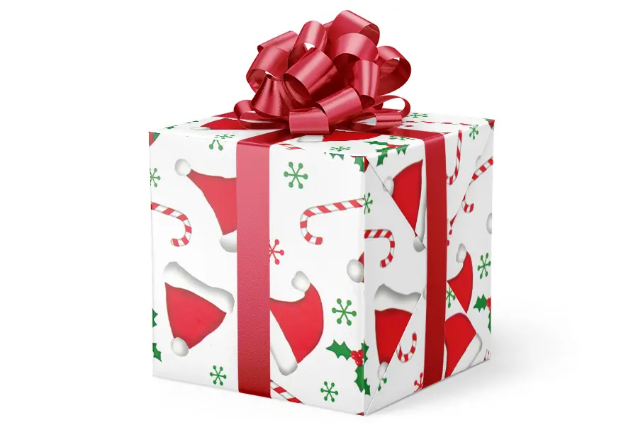 24W x 417 ft, Holiday Wrapping Paper, Santa Hats