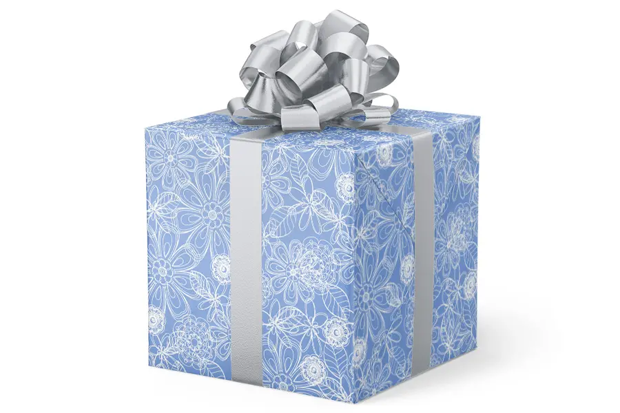 24W x 417 ft, Everyday Wrapping Paper, Stitched Floral