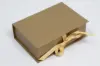 5L x 3-1/2W x 1-1/2H, Deluxe Ribbon Jewelry Boxes, Matte Gold