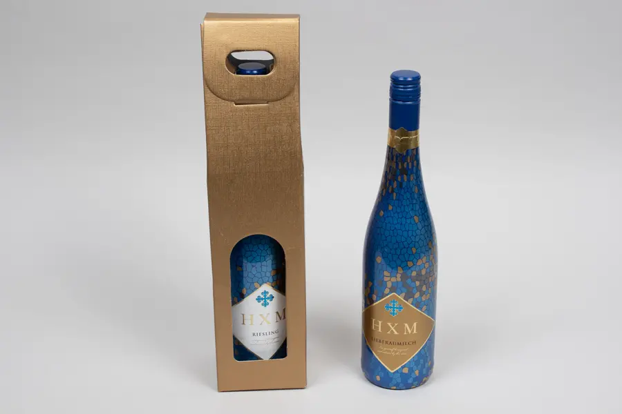 3-1/2L x 3-1/2W x 15H, Italian Wine Boxes, Spun Matte Oro Gold