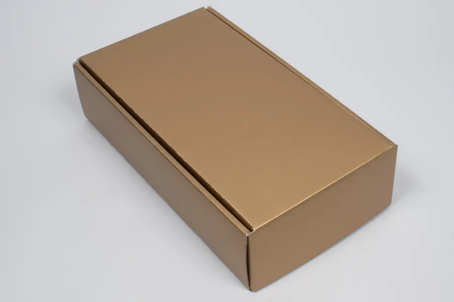 7-1/4L x 3-1/2W x 13-3/8H, Italian Wine Boxes, Spun Matte Oro Gold