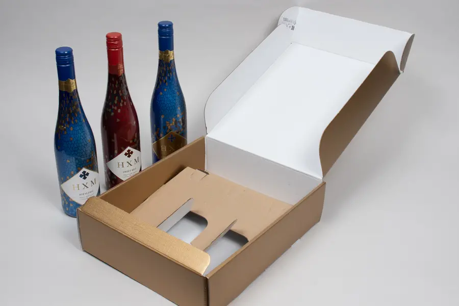 11L x 3-1/2W x 13-3/8H, Italian Wine Boxes, Spun Matte Oro Gold