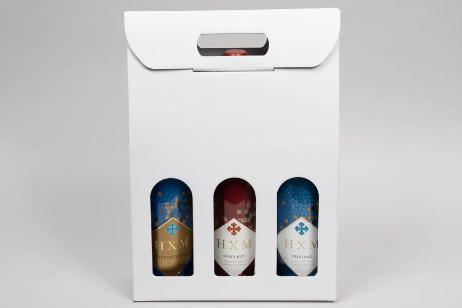 10-5/8L x 3-1/2W x 15H, Italian Wine Boxes, Spun Bianco