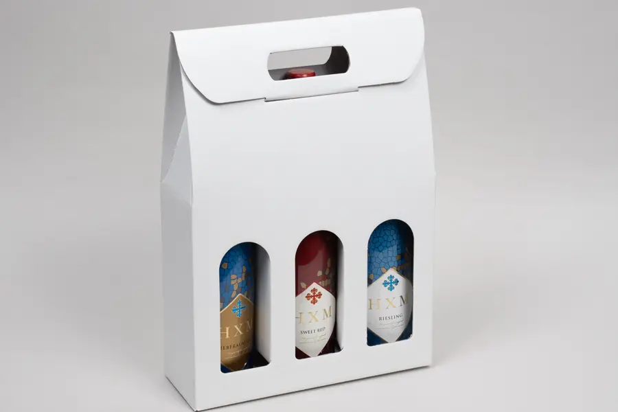 10-5/8L x 3-1/2W x 15H, Italian Wine Boxes, Spun Bianco