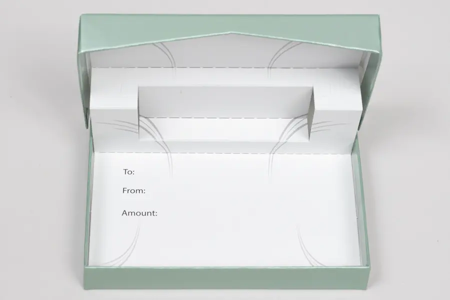 4-5/8L x 3-3/8W x 5/8H, Pop-Up Gift Card Boxes, Eucalyptus Ice